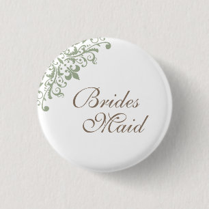 Badge Rond 2,50 Cm Fleur de Lis Script Bridesmaid