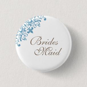 Badge Rond 2,50 Cm Fleur de Lis Script Bridesmaid