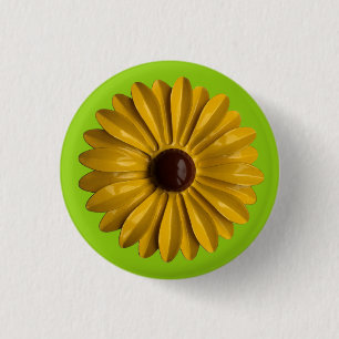 Badge Rond 2,50 Cm Fleur de marguerite jaune - Bouquet Jardin d'été d