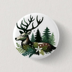 Badge Rond 2,50 Cm Fleur de Noël sauvage