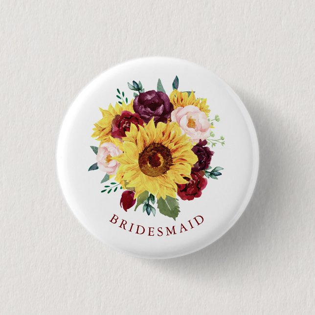 Badge Rond 2,50 Cm Fleur de tournesol de Bridesmaid (Devant)