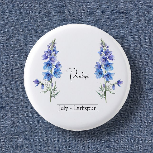 Badge Rond 2,50 Cm Fleur du mois de naissance Juillet Larkspur (Créateur téléchargé)