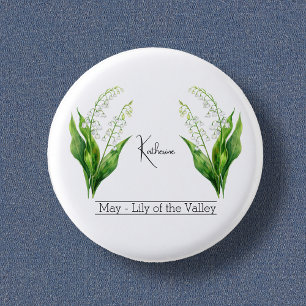 Badge Rond 2,50 Cm Fleur du mois de naissance mai Lys de la vallée