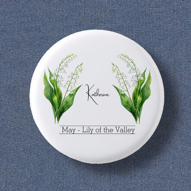 Badge Rond 2,50 Cm Fleur du mois de naissance mai Lys de la vallée (Créateur téléchargé)