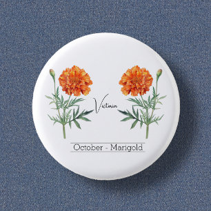 Badge Rond 2,50 Cm Fleur du mois de naissance Octobre Marigold