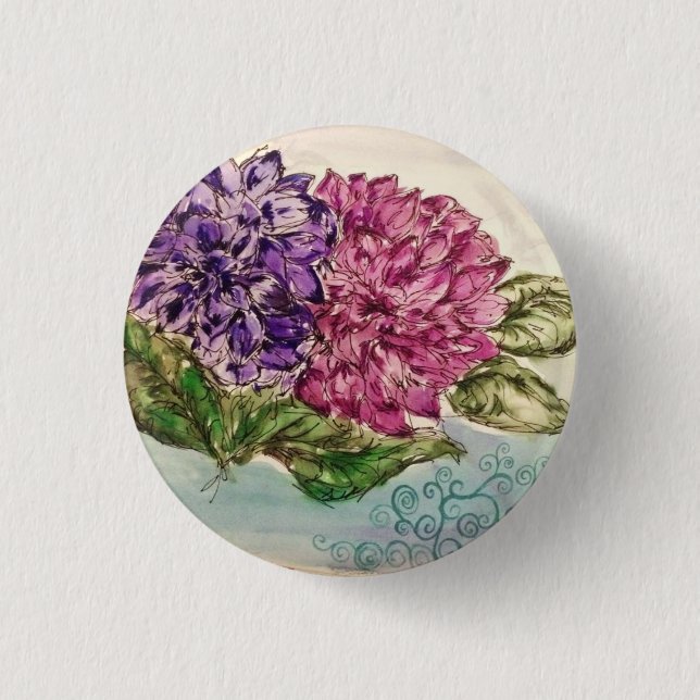 Badge Rond 2,50 Cm Fleur et Fleur (Devant)