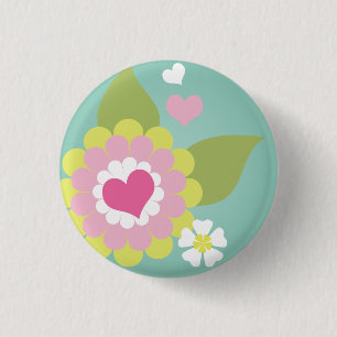 Badge Rond 2,50 Cm Fleur girly mignonne