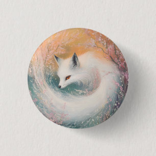 Badge Rond 2,50 Cm Fleur mystique du renard printanier à l'aquarelle