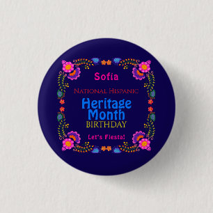 Badge Rond 2,50 Cm Fleur National D'anniversaire De L'héritage Hispan