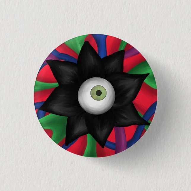 Badge Rond 2,50 Cm Fleur noire (Devant)