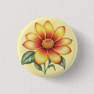 Badge Rond 2,50 Cm Fleur orange