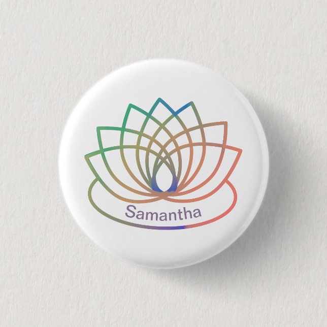 Badge Rond 2,50 Cm Fleur Rainbow Lotus (Devant)