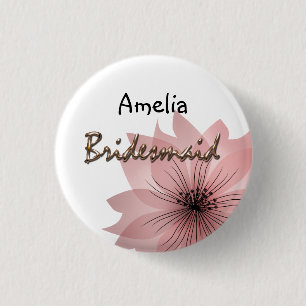 Badge Rond 2,50 Cm Fleur rose