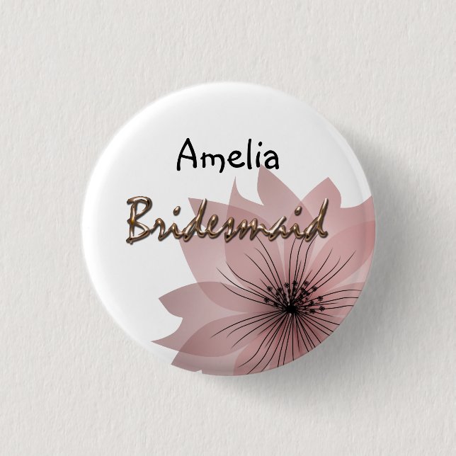 Badge Rond 2,50 Cm Fleur rose (Devant)