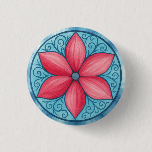 Badge Rond 2,50 Cm Fleur rose