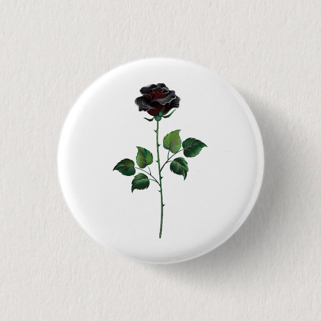 Badge Rond 2,50 Cm Fleur rose noire (Devant)
