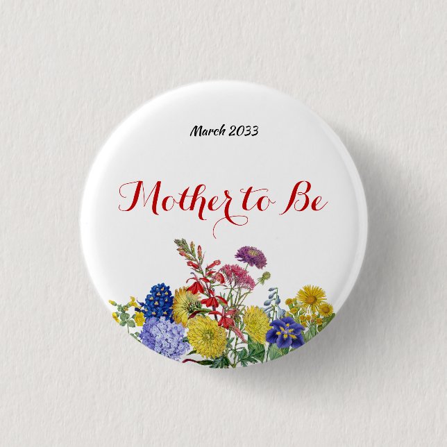 Badge Rond 2,50 Cm Fleur sauvage en Baby shower floral d'aquarelle de (Devant)