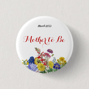 Badge Rond 2,50 Cm Fleur sauvage en Baby shower floral d'aquarelle de