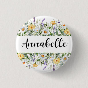Badge Rond 2,50 Cm Fleur sauvage mariage Bridesmaid Cadeau Floral