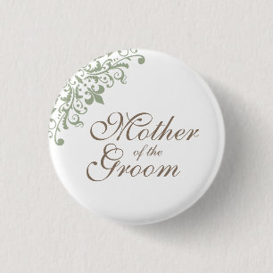 Badge Rond 2,50 Cm Fleur verte de Lis Script Mère de la chambre