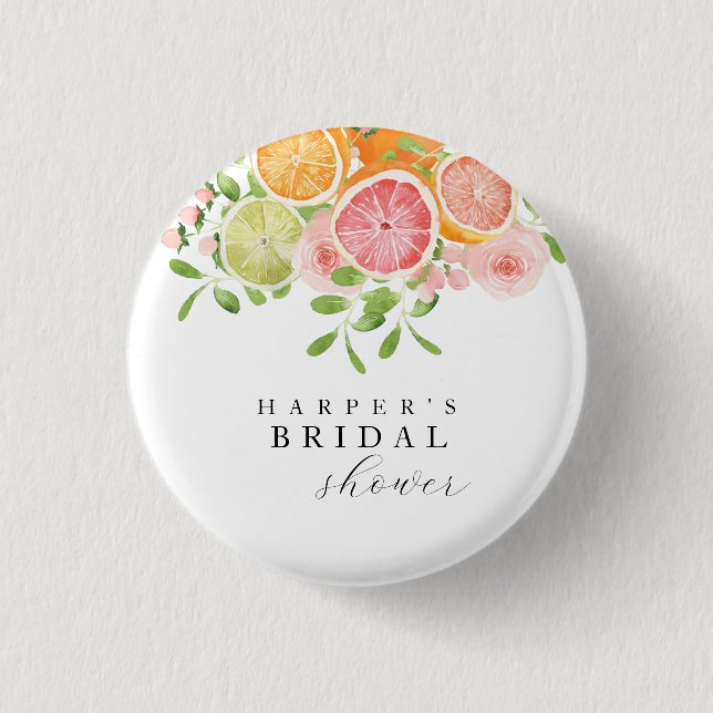 Badge Rond 2,50 Cm Fleur vive et agrumes douche nuptiale (Devant)