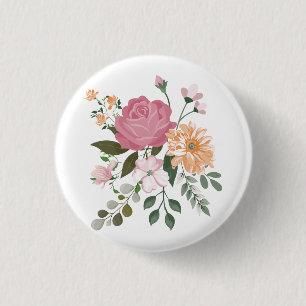 Badge Rond 2,50 Cm Fleurs aquarelle