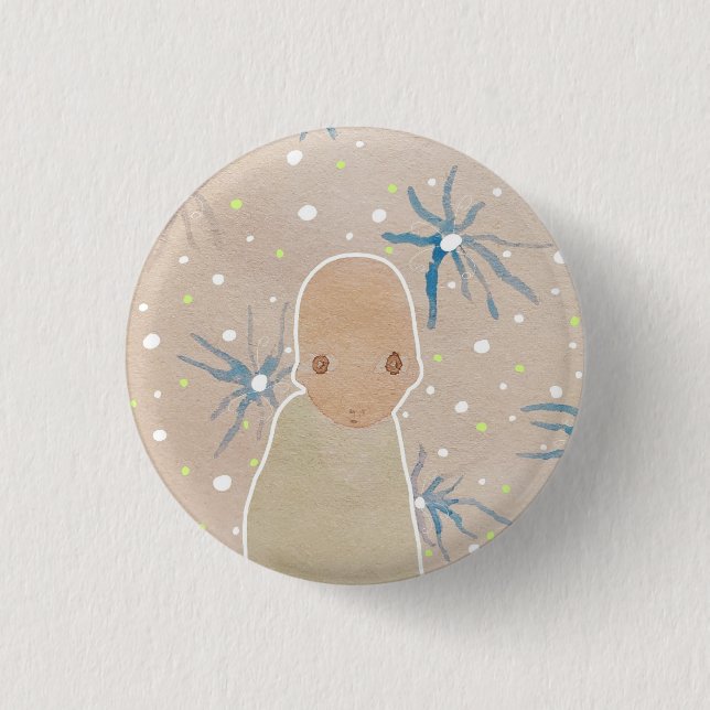 Badge Rond 2,50 Cm Fleurs bleues (Devant)