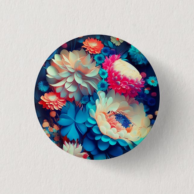 Badge Rond 2,50 Cm Fleurs bleues Arrière - plan-1 (Devant)