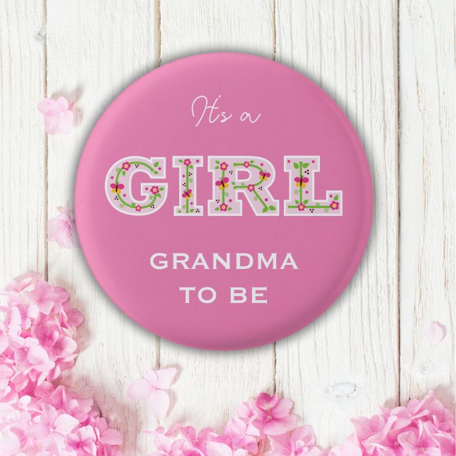 Badge Rond 2,50 Cm Fleurs c'est une fille GRANDMA d'être (Créateur téléchargé)