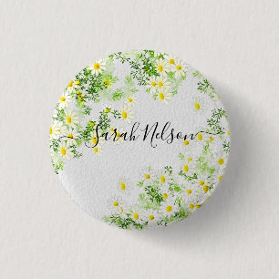 Badge Rond 2,50 Cm Fleurs chamomiles jaunes
