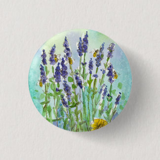Badge Rond 2,50 Cm Fleurs d'aquarelle d'herbe de miel
