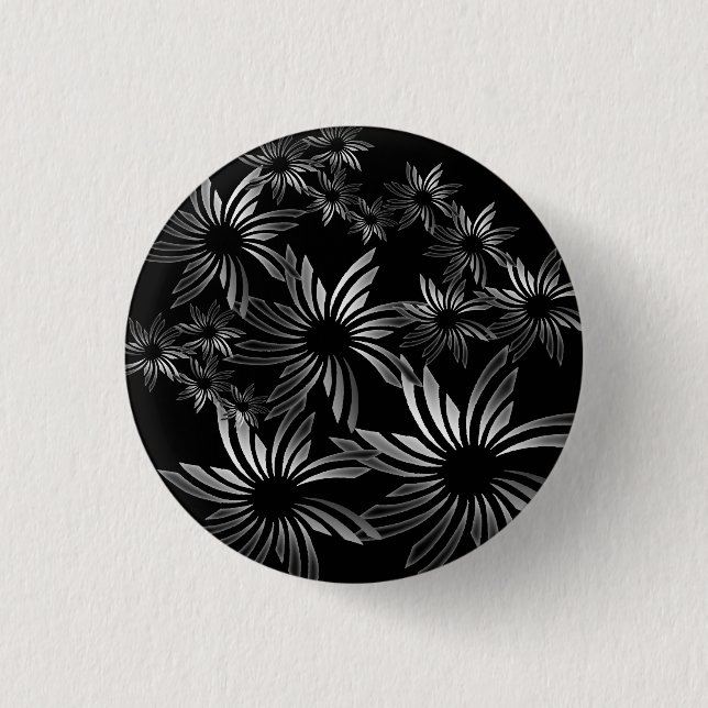 Badge Rond 2,50 Cm Fleurs d'argent (Devant)