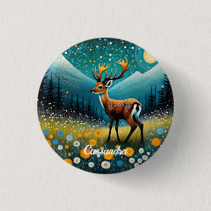 Badge Rond 2,50 Cm Fleurs de cerfs mignons Imaginaire de prairie