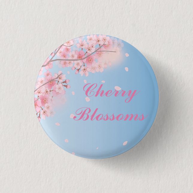 Badge Rond 2,50 Cm Fleurs de cerisier rose doux (Devant)