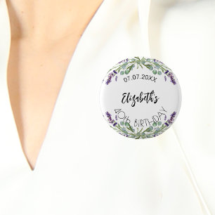 Badge Rond 2,50 Cm Fleurs de lavande d'anniversaire eucalyptus verdur
