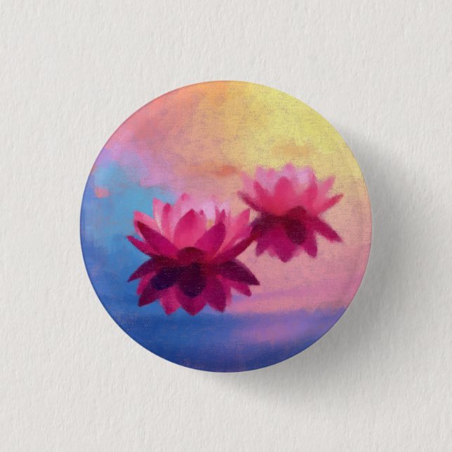 Badge Rond 2,50 Cm Fleurs de Lotus Abstraites vibrantes (Devant)