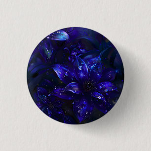 Badge Rond 2,50 Cm Fleurs de minuit argentées