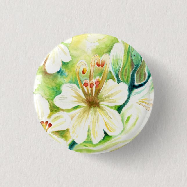 Badge Rond 2,50 Cm Fleurs de Moringa (Devant)