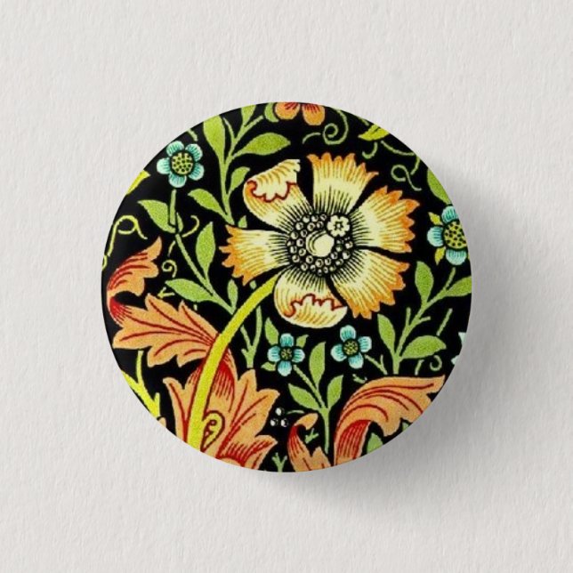 Badge Rond 2,50 Cm Fleurs de William Morris (Devant)