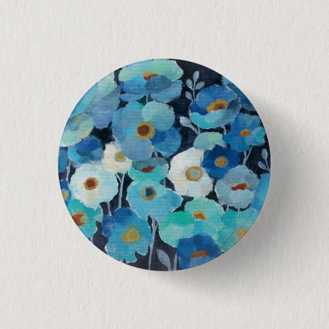 Badge Rond 2,50 Cm Fleurs d'indigo (Devant)