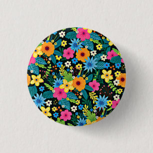 Badge Rond 2,50 Cm Fleurs Ditsy Vibrantes Motif Floral Design-43785