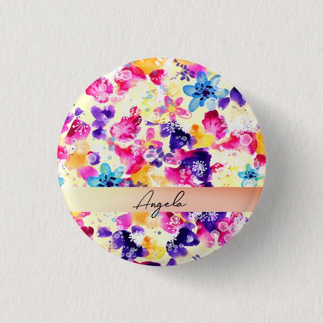 Badge Rond 2,50 Cm Fleurs fleurs sauvages de chabby Meadow (Devant)