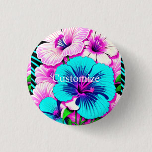 Badge Rond 2,50 Cm Fleurs Hibiscus multicolores Thunder_Cove