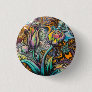 Badge Rond 2,50 Cm Fleurs Mandala