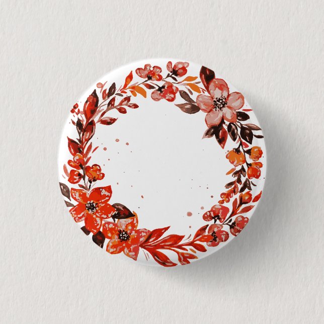 Badge Rond 2,50 Cm Fleurs orange d'aquarelle (Devant)