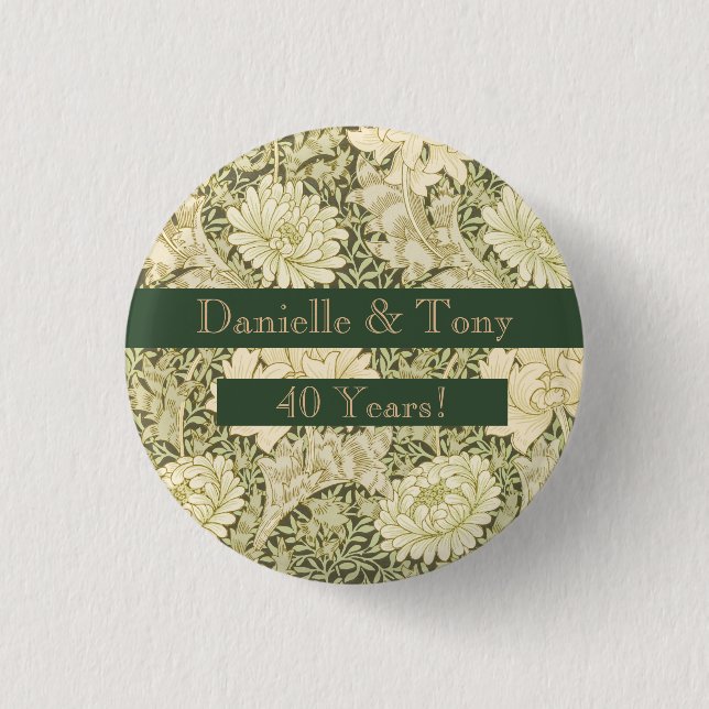 Badge Rond 2,50 Cm Fleurs pour les 40 ans de mariage  (Devant)