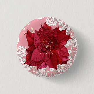 Badge Rond 2,50 Cm Fleurs pour Noël