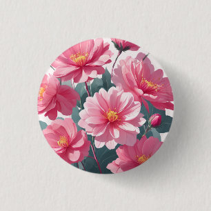 Badge Rond 2,50 Cm Fleurs roses