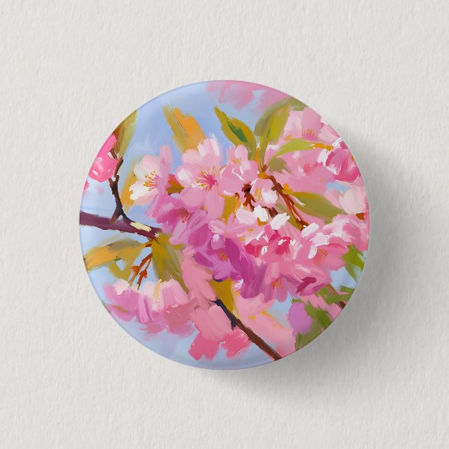 Badge Rond 2,50 Cm Fleurs roses (Devant)