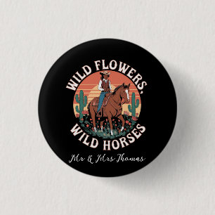 Badge Rond 2,50 Cm Fleurs Sauvages & Chevaux Sauvages Un Hommage Éton